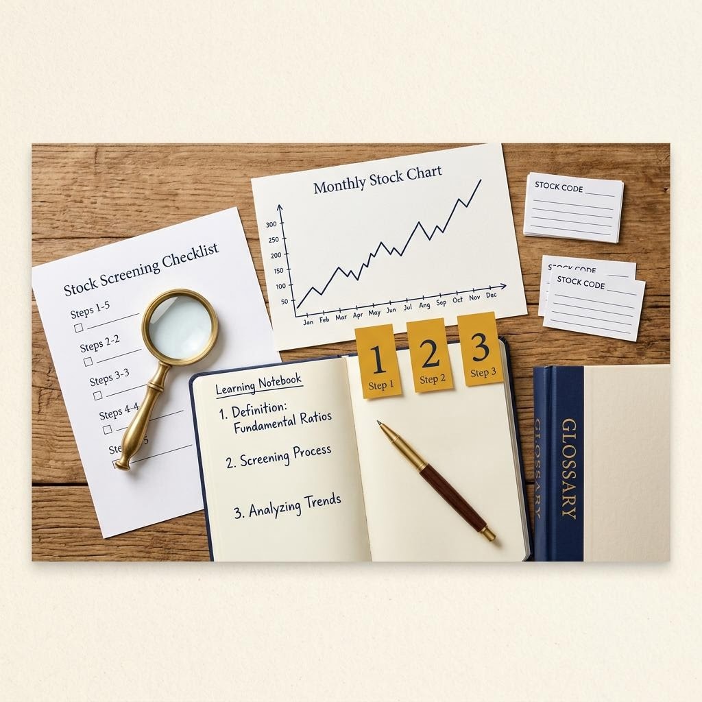 株価検索の基礎を解説するエディトリアル写真