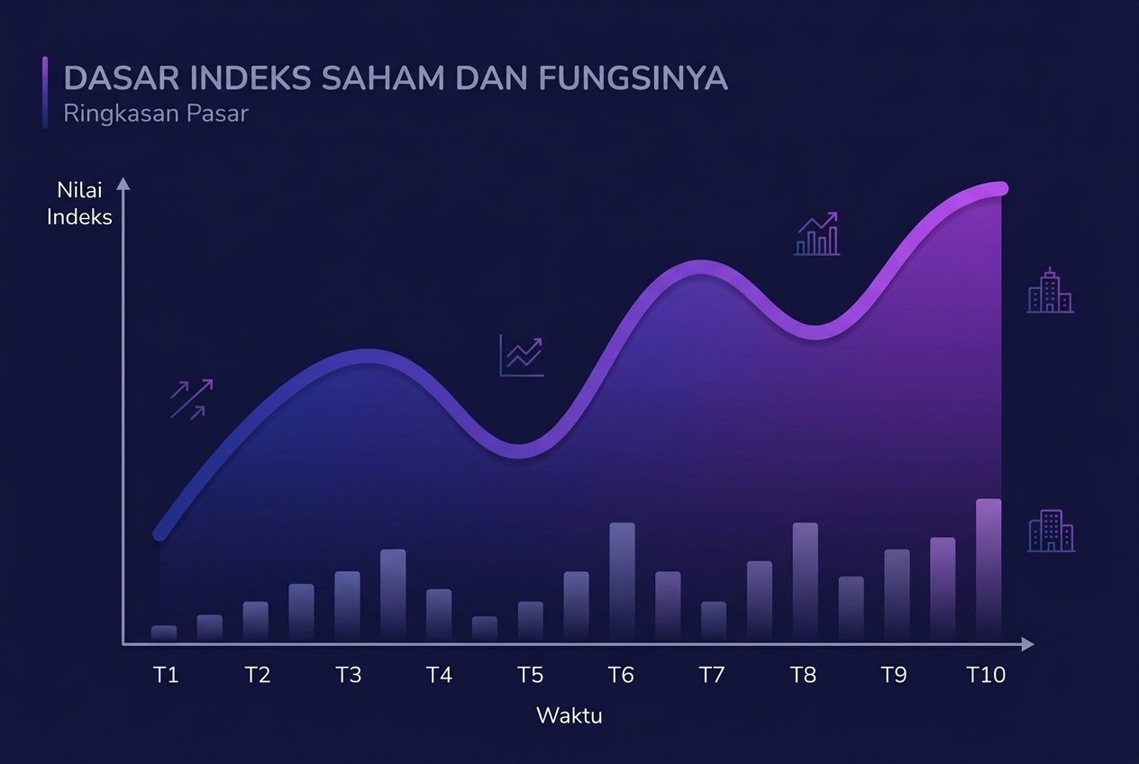 Grafik garis ilustratif yang menunjukkan pergerakan indeks dari waktu ke waktu